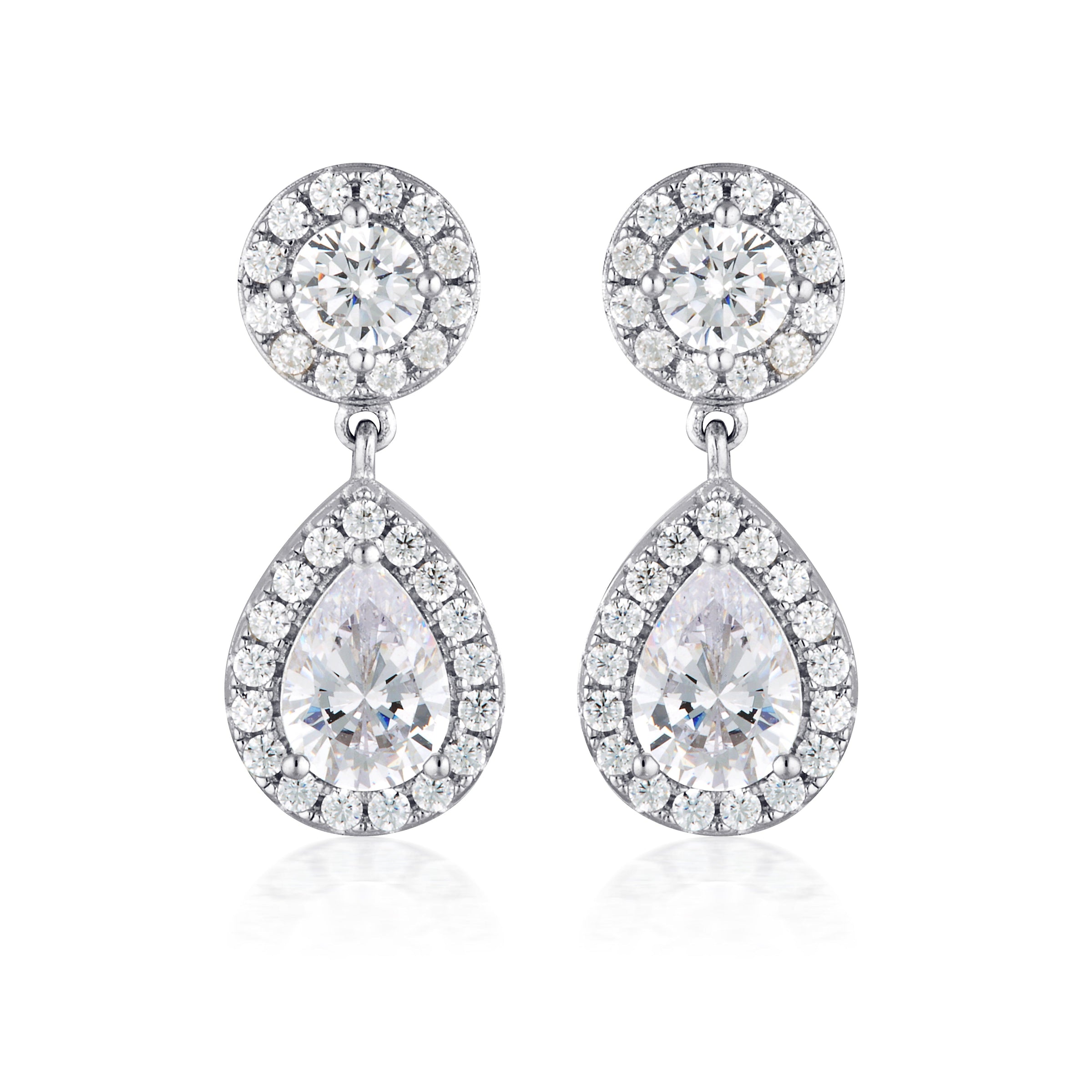 Georgini White Cubic Zirconia Rhodium Silver 3mm Earrings Earrings Georgini 