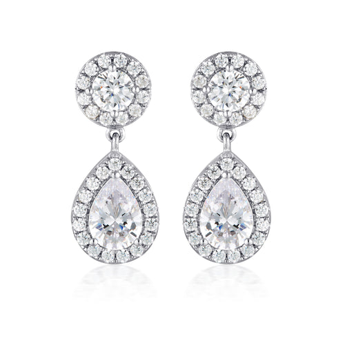 Georgini White Cubic Zirconia Rhodium Silver 3mm Earrings Earrings Georgini 