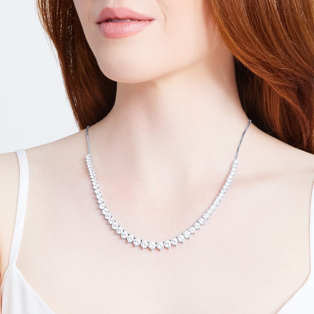 75cm Tennis Bolo Necklace with Cubic Zirconia in Sterling Silver Necklaces Bevilles 