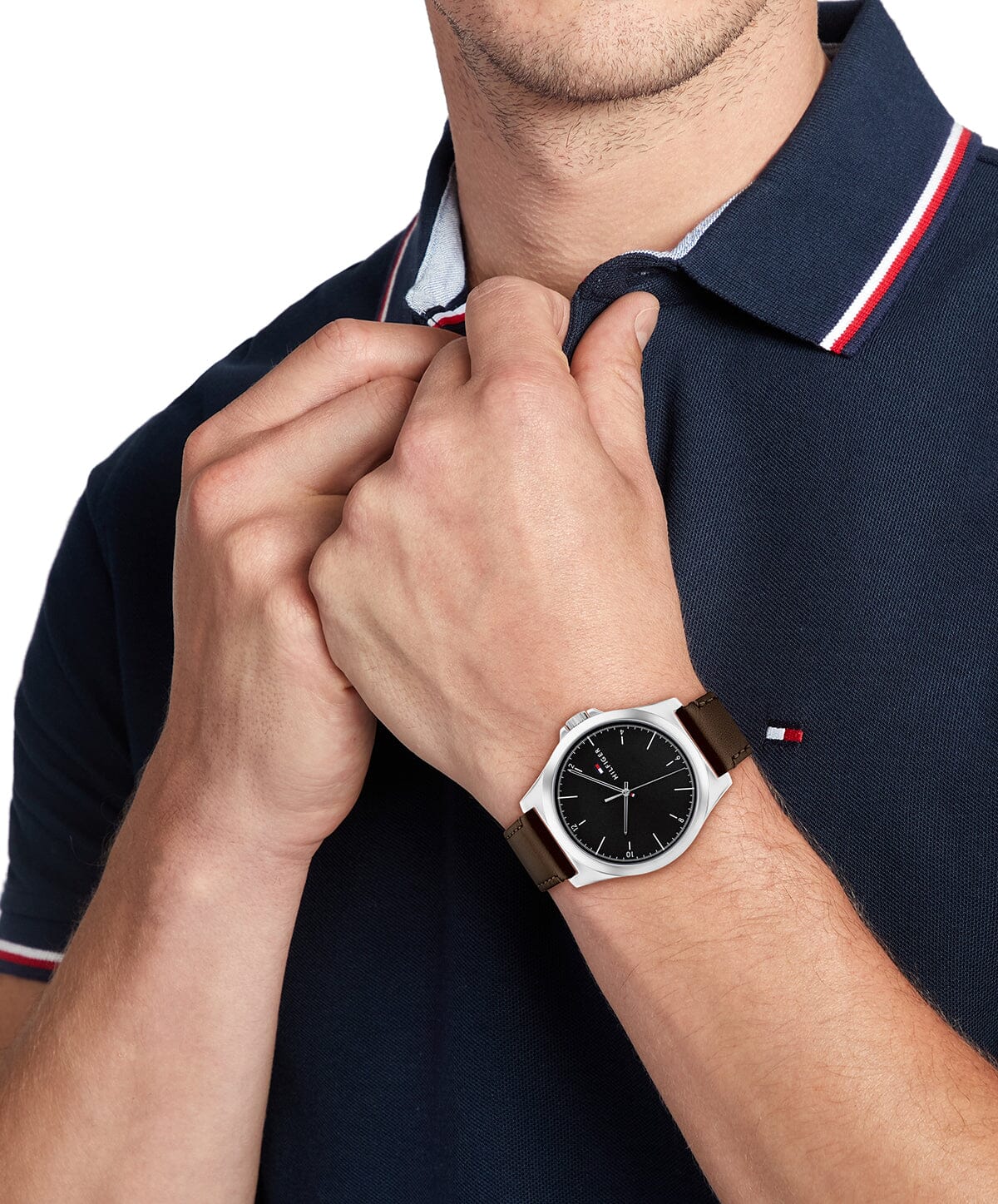 Tommy Hilfiger Norris Dark Brown Leather Black Dial Men's Watch 1710601 Tommy Hilfiger 
