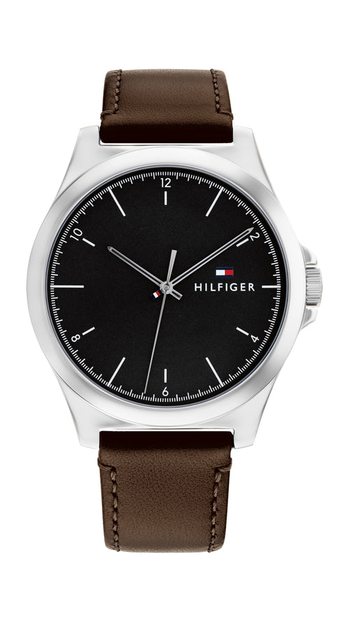 Tommy Hilfiger Norris Dark Brown Leather Black Dial Men's Watch 1710601 Tommy Hilfiger 