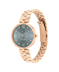 Tommy Hilfiger Ella Ionic Plated Rose Gold Steel Light Blue Dial Ladies Watch 1782686 Tommy Hilfiger 