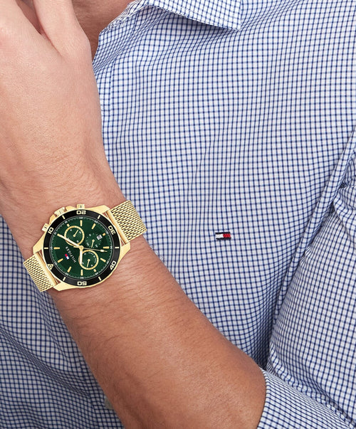 Tommy Hilfiger Jordan Ionic Plated Thin Gold Steel Green Dial Men's Watch 1792093 Tommy Hilfiger 
