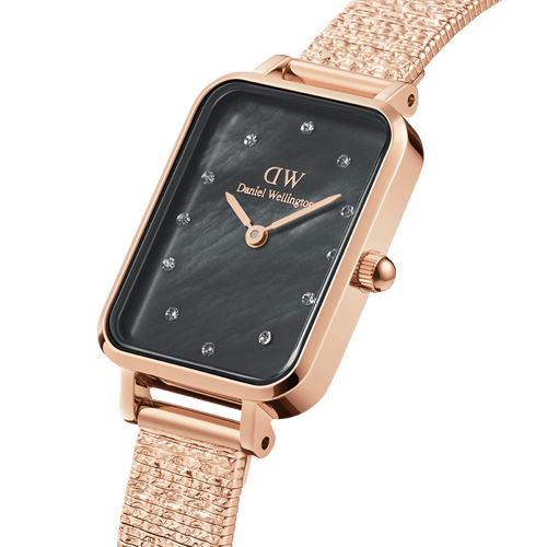 Daniel Wellington Quadro 20x26 Lumine Rose Gold Mother of Pearl Black Watch Watches Daniel Wellington 