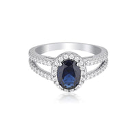 GEORGINI AURORA GLORY RING SILVER/ SAPPHIRE Bevilles Jewellers 