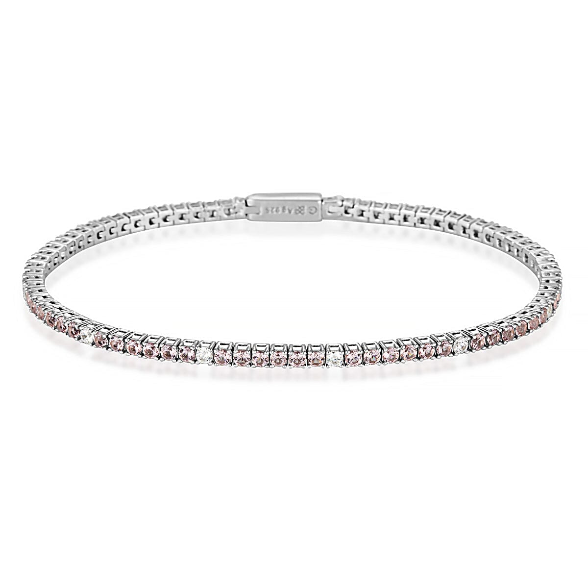 MILESTONE MORGANITE 2MM TENNIS BRACELET IN SILVER Bevilles Jewellers 