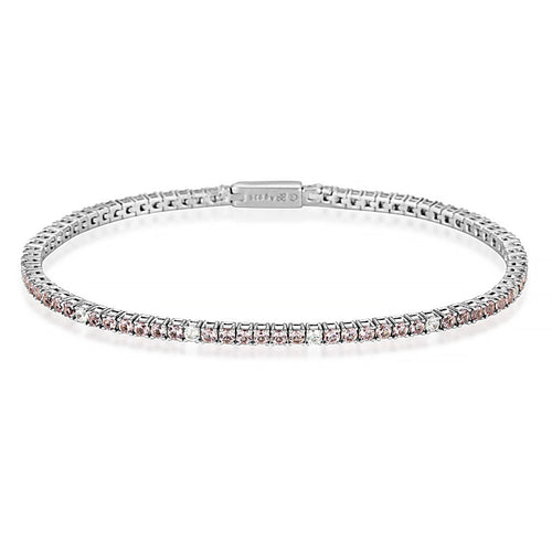 MILESTONE MORGANITE 2MM TENNIS BRACELET IN SILVER Bevilles Jewellers 
