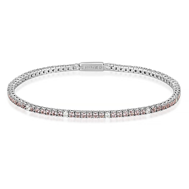 MILESTONE MORGANITE 2MM TENNIS BRACELET IN SILVER Bevilles Jewellers 