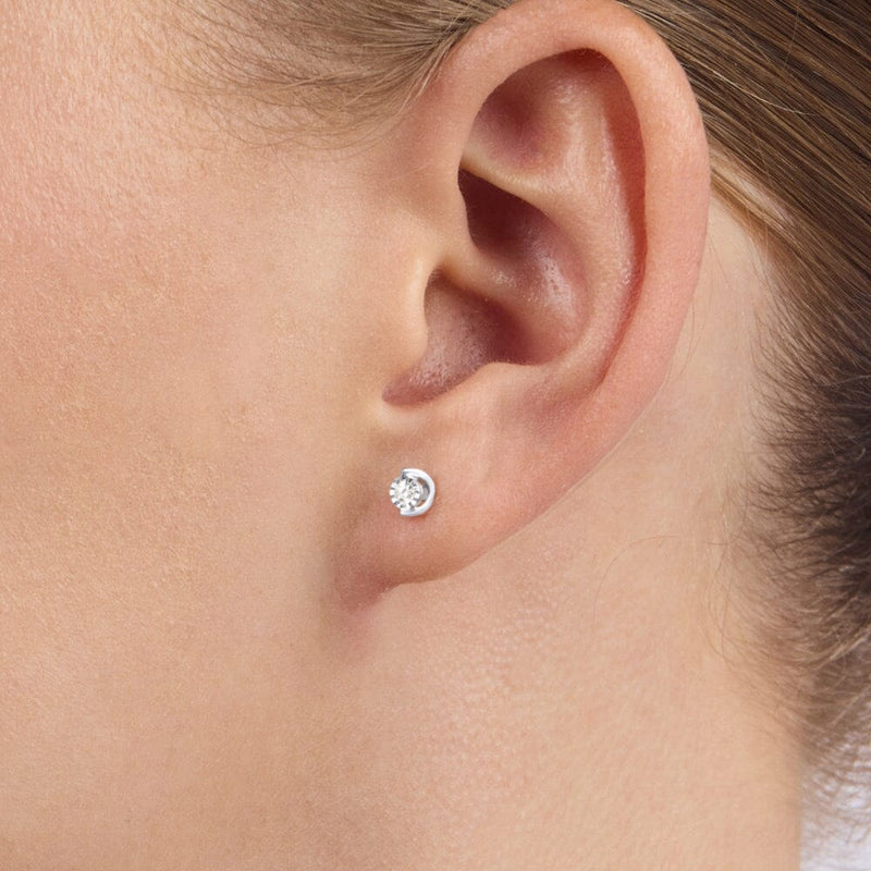 Halo Stud Earrings with 0.05ct of Diamonds in Sterling Silver Earrings Bevilles 