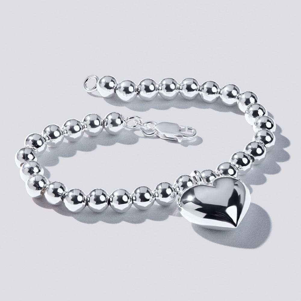 Sterling Silver Heart Shape Bracelet 19cm Bracelets Bevilles 