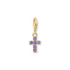 THOMAS SABO Gold Cross Charm Pendant with Amethyst-Coloured Stones Charm Pendants THOMAS SABO Charmista 