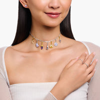 THOMAS SABO Gold Cross Charm Pendant with Amethyst-Coloured Stones Charm Pendants THOMAS SABO Charmista 