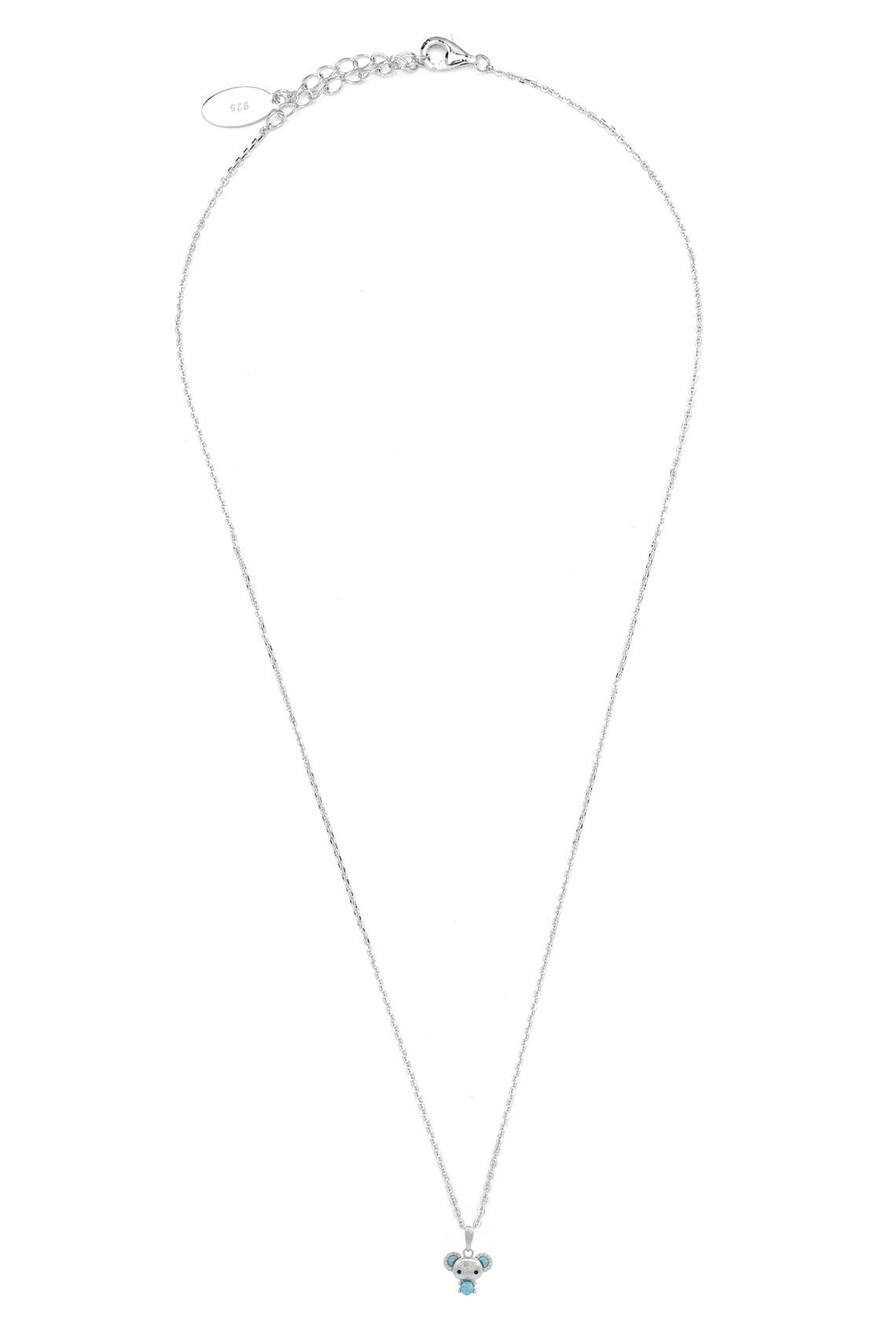 OPAL GLOW BLUE CREATED OPAL KOALA PENDANT SILVER Bevilles Jewellers 