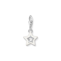 THOMAS SABO Charm Pendant Star with White Stones and White Cold Enamel Charm Pendants THOMAS SABO Charmista 