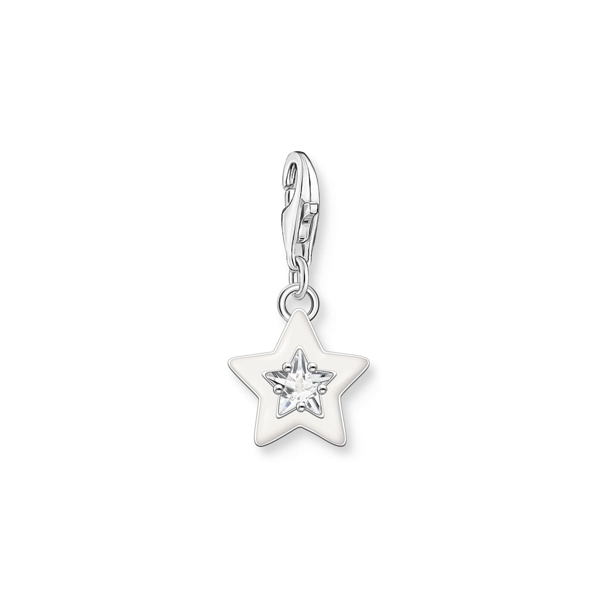 THOMAS SABO Charm Pendant Star with White Stones and White Cold Enamel Charm Pendants THOMAS SABO Charmista 