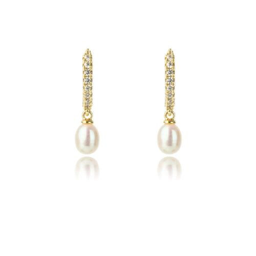 OCEANS BONDI FRESHWATER PEARL EARRINGS GOLD Bevilles Jewellers 