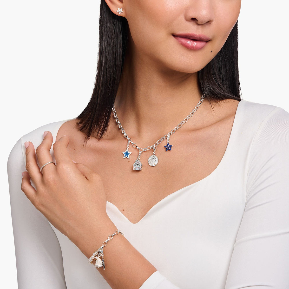 THOMAS SABO Silver Star Charm With Dark Blue Glitter Charm Pendants THOMAS SABO Charmista 