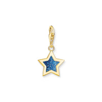 THOMAS SABO Yellow-Gold Plated Star Charm With Dark Blue Glitter Charm Pendants THOMAS SABO Charmista 
