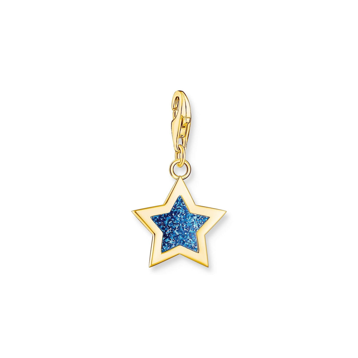 THOMAS SABO Yellow-Gold Plated Star Charm With Dark Blue Glitter Charm Pendants THOMAS SABO Charmista 