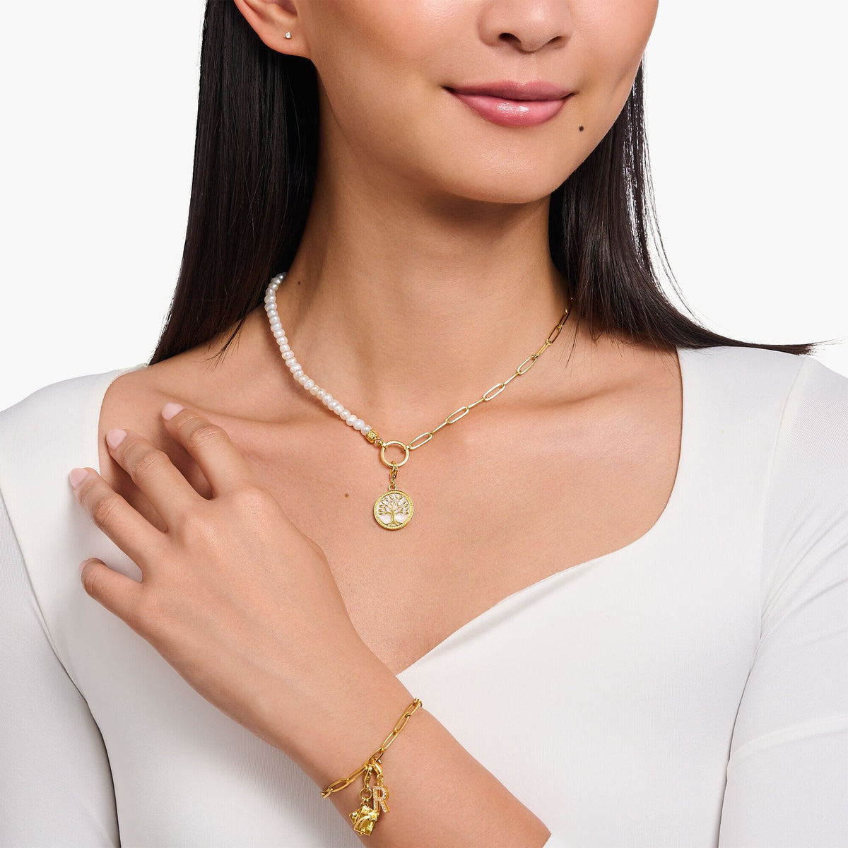 THOMAS SABO Yellow-Gold Plated Tree Of Love Charm Charm Pendants THOMAS SABO Charmista 