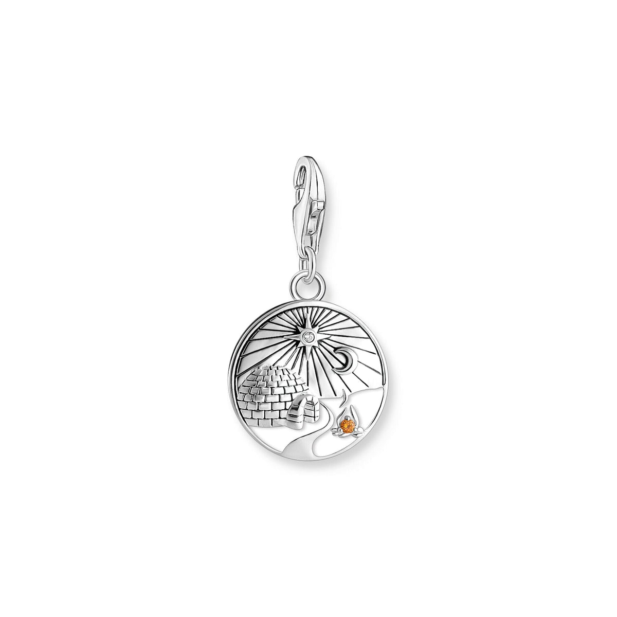 THOMAS SABO Silver Blackened Igloo Charm With Stones Charm Pendants THOMAS SABO Charmista 