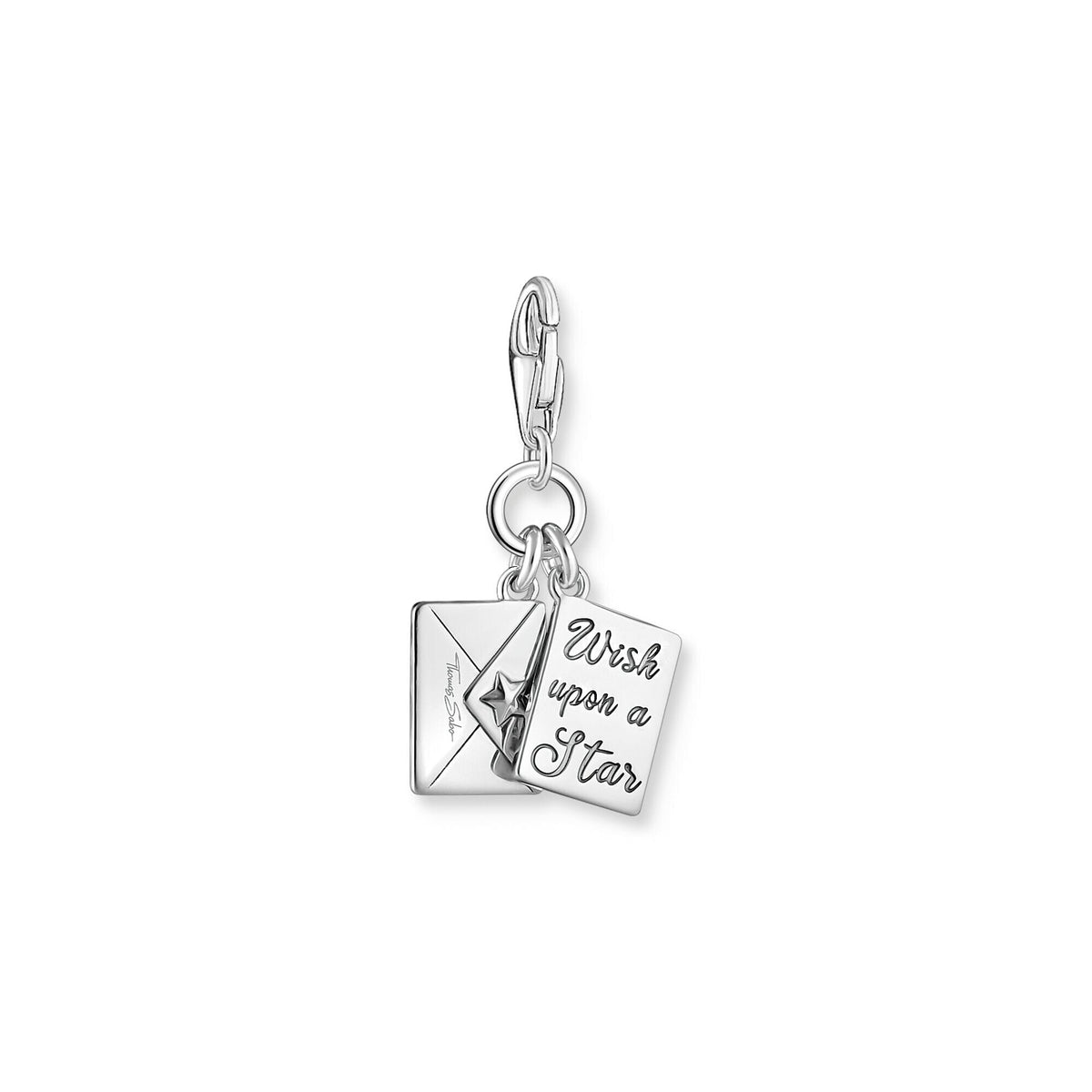 THOMAS SABO Silver Blackened Wish Upon A Star Letter Charm Charm Pendants THOMAS SABO Charmista 