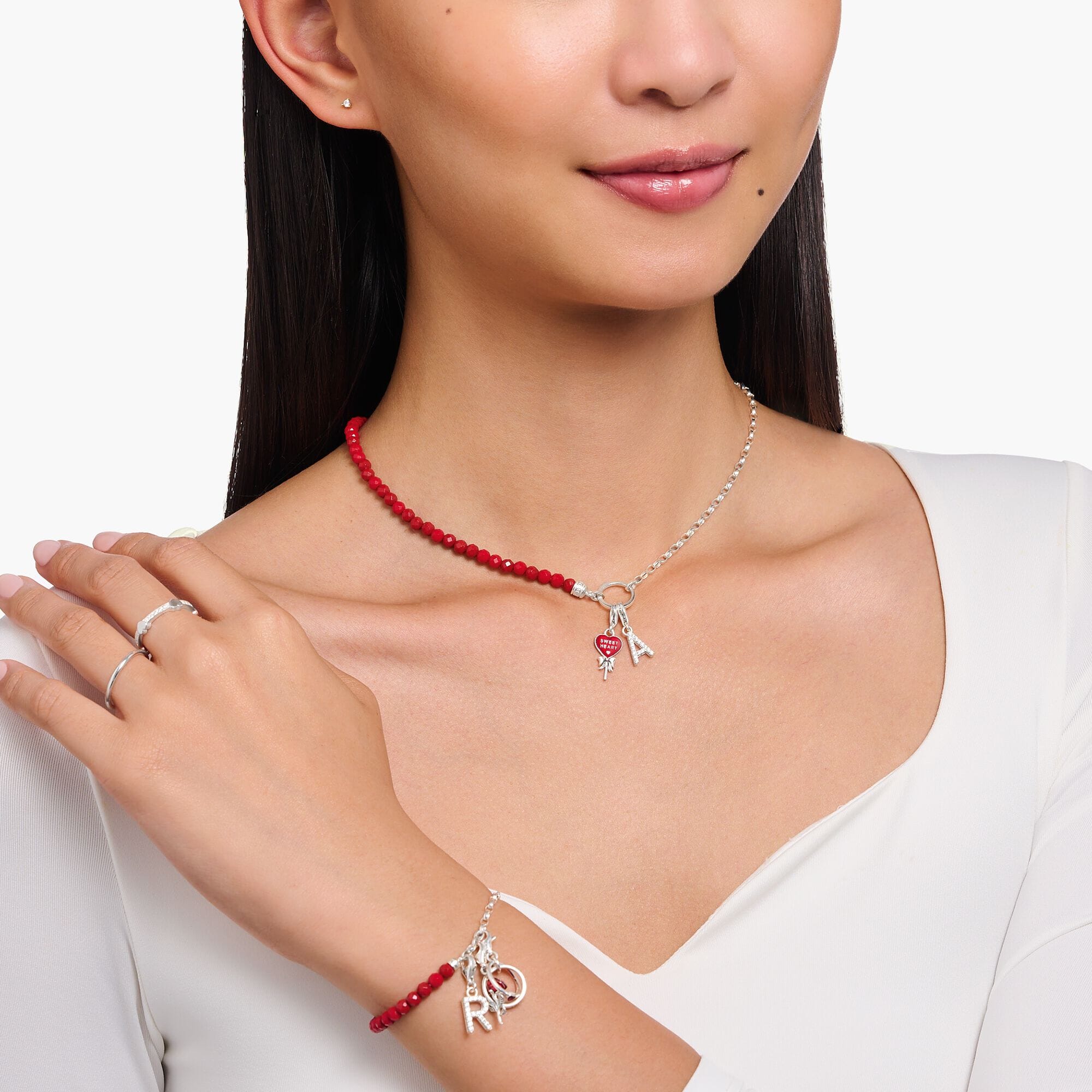 THOMAS SABO Charm Pendant Red Lollipop-Heart Silver Charm Pendants THOMAS SABO Charmista 