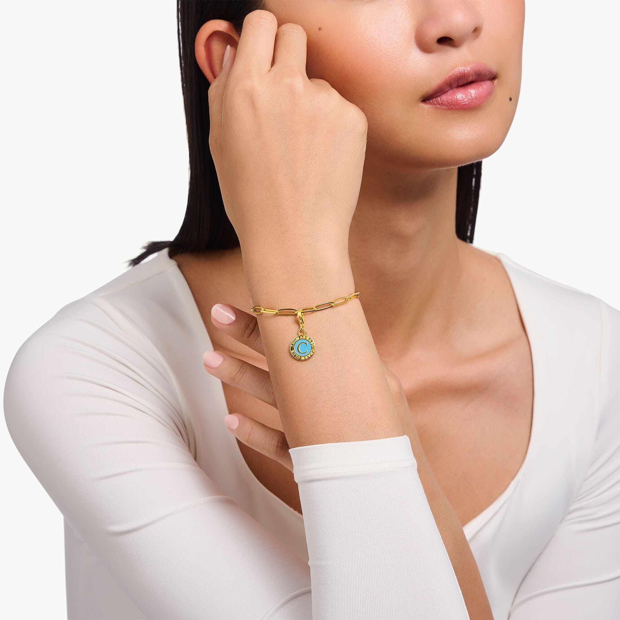 THOMAS SABO Turquoise & Gold Charmista Coin Charm Pendants THOMAS SABO Charmista 