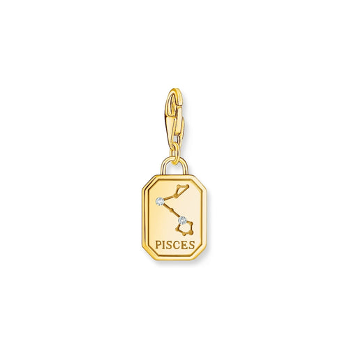 THOMAS SABO Charm Pendant Pisces Zodiac Sign Gold Charm Pendants Thomas Sabo 