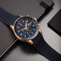 Maserati Sfida 44mm Blue Gold Chronograph Watch Watches Maserati 