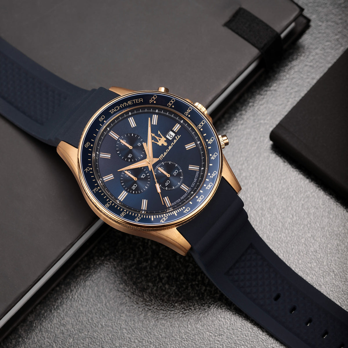 Maserati Sfida 44mm Blue Gold Chronograph Watch Watches Maserati 