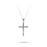 55cm Sterling Silver Crucifix Cross Necklace Necklaces Bevilles 
