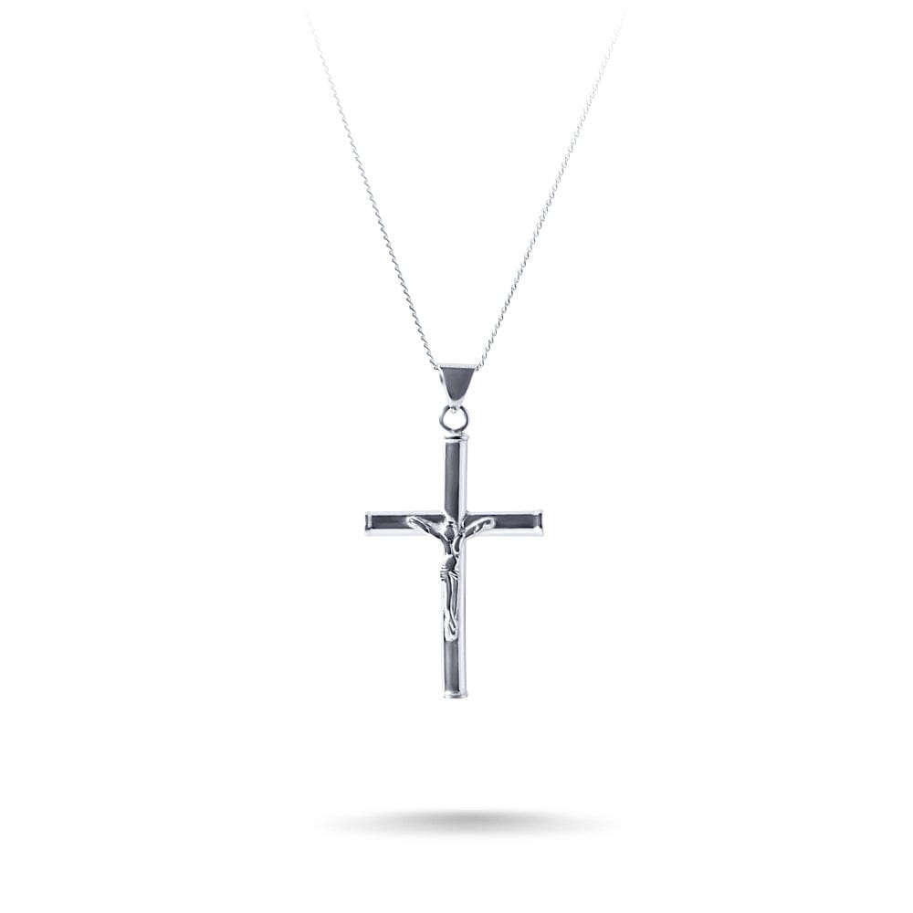 55cm Sterling Silver Crucifix Cross Necklace Necklaces Bevilles 