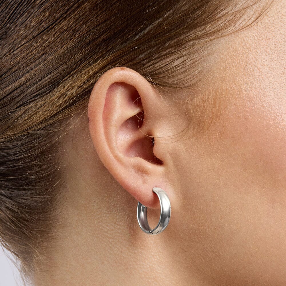 20mm Sterling Silver Round Huggie Hoop Earrings Earrings Bevilles 