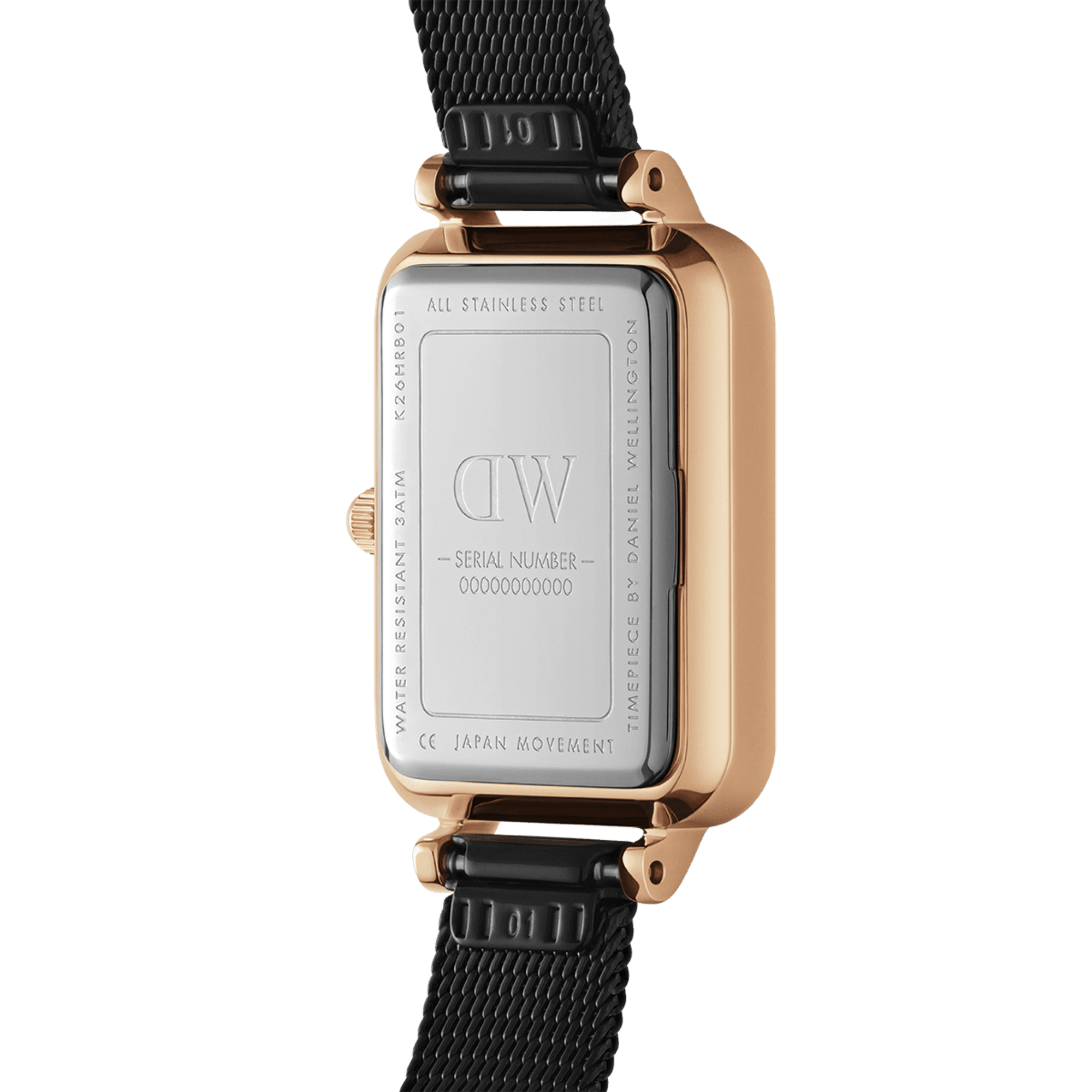 Daniel Wellington Quadro 20X26 Pressed Ashfield Rose Gold & Black Watch Watches Daniel Wellington 