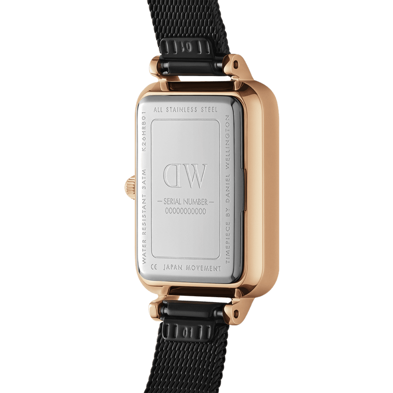 Daniel Wellington Quadro 20X26 Pressed Ashfield Rose Gold & Black Watch Watches Daniel Wellington 