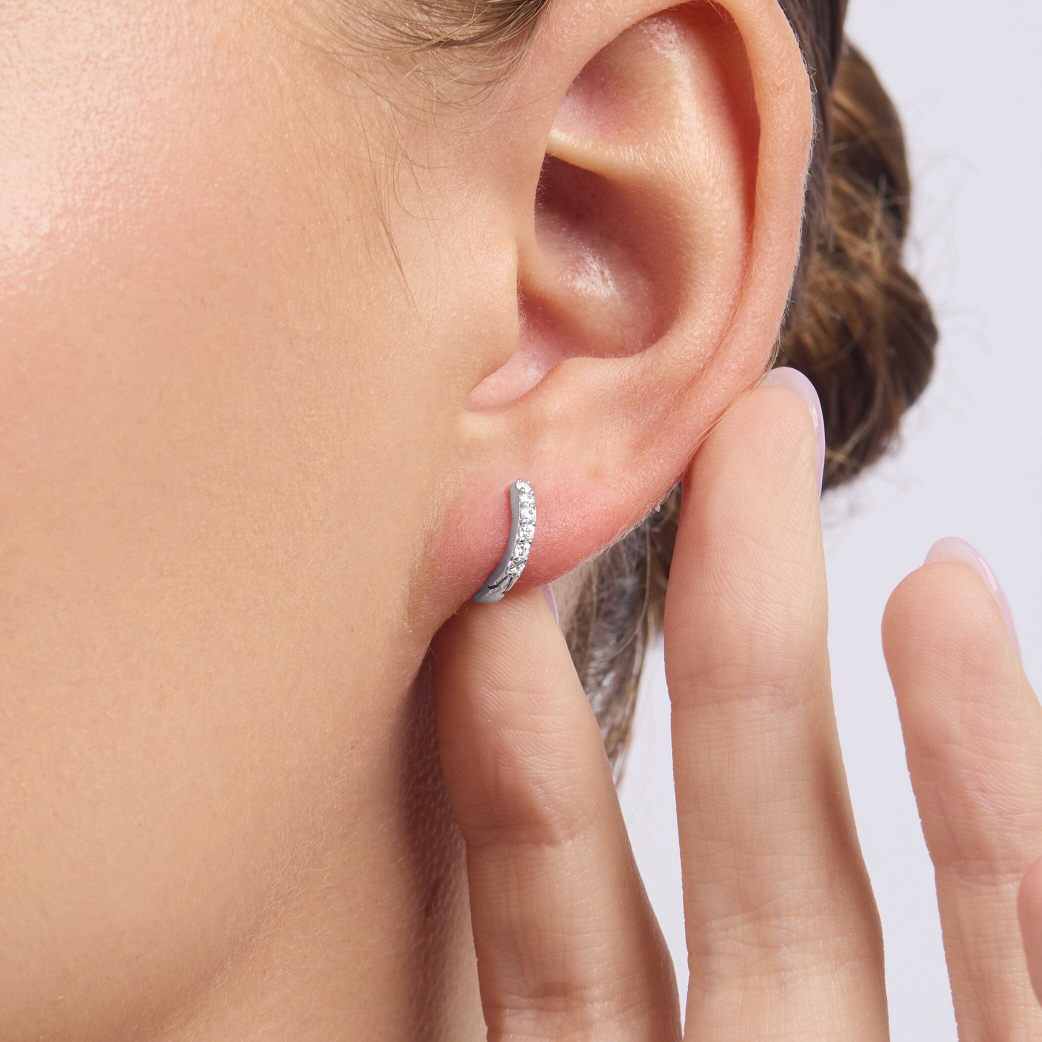 Cubic Zirconia Sterling Silver Hoop Earrings 10mm