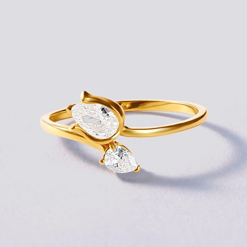 Tulip Wrap Ring with Cubic Zirconia in 9ct Yellow Gold Bevilles Jewellers 
