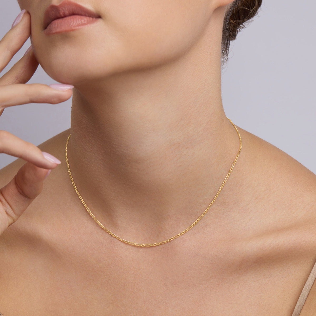 40cm 9ct Yellow Gold Figaro Chain Necklace Necklaces Bevilles 