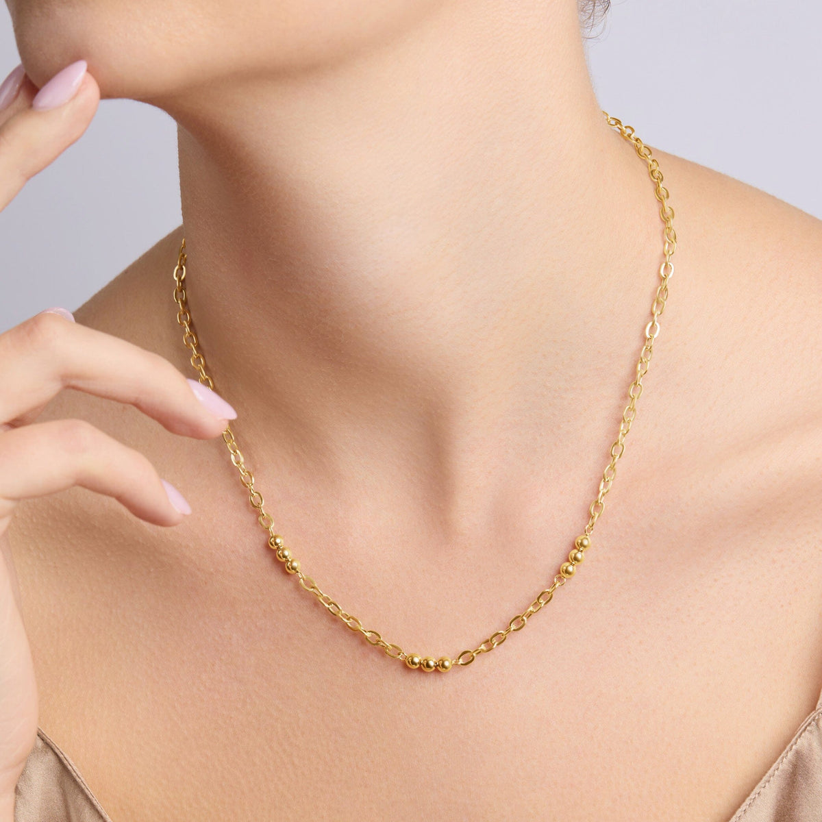 Serene Bead Chain Necklace 45cm in 9ct Yellow Gold Necklaces Bevilles 