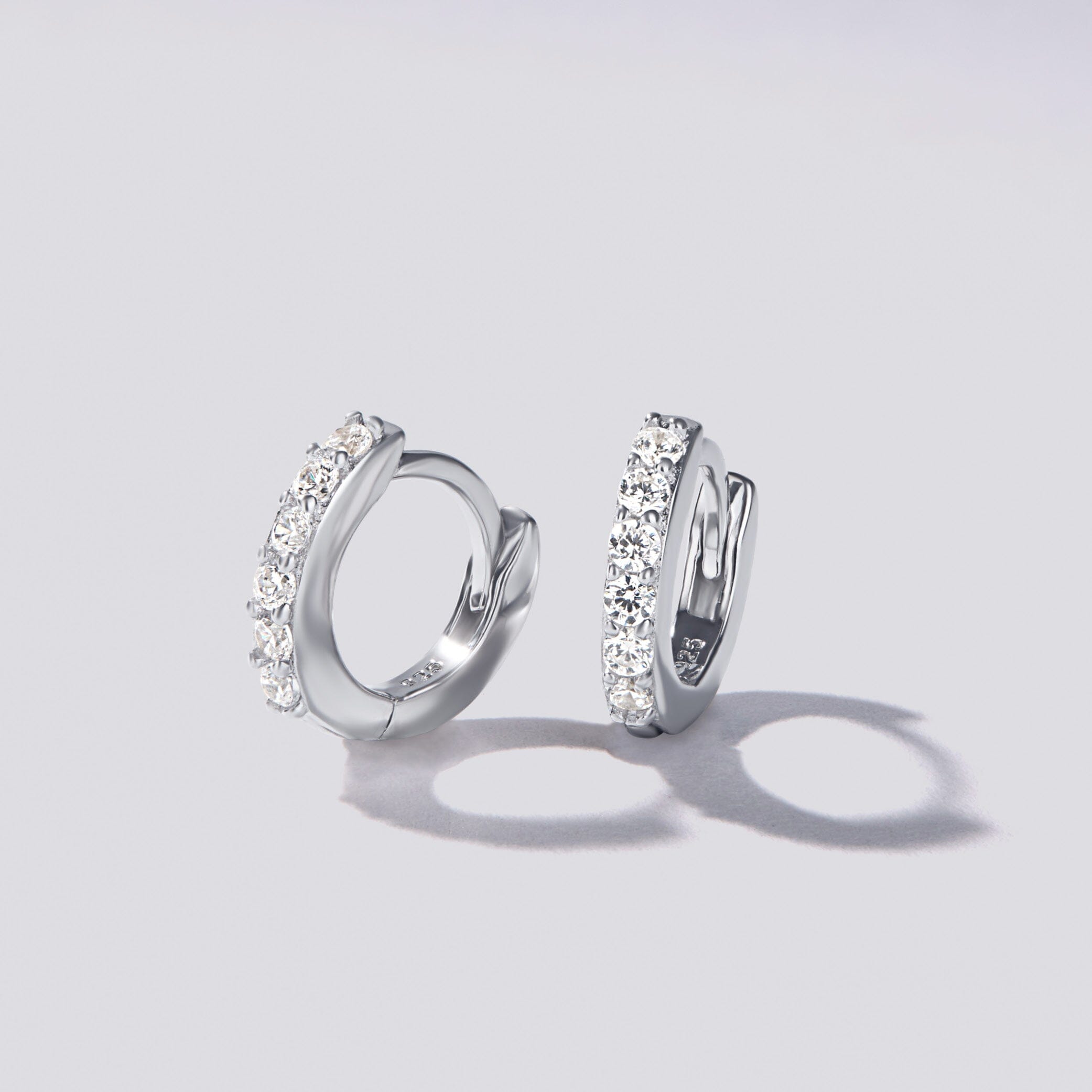 Cubic Zirconia Sterling Silver Hoop Earrings 10mm