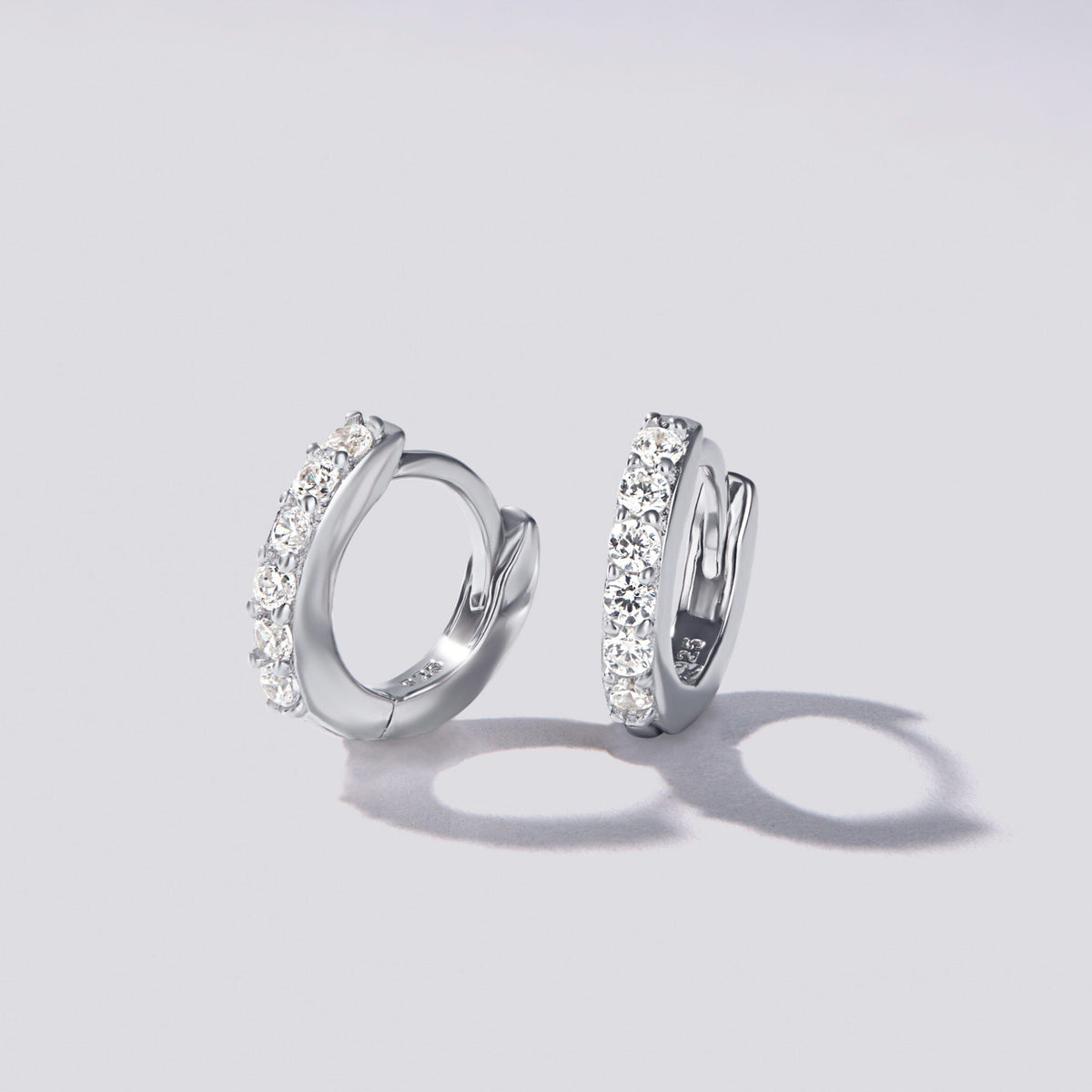 Cubic Zirconia Sterling Silver Hoop Earrings 10mm Earrings Bevilles 