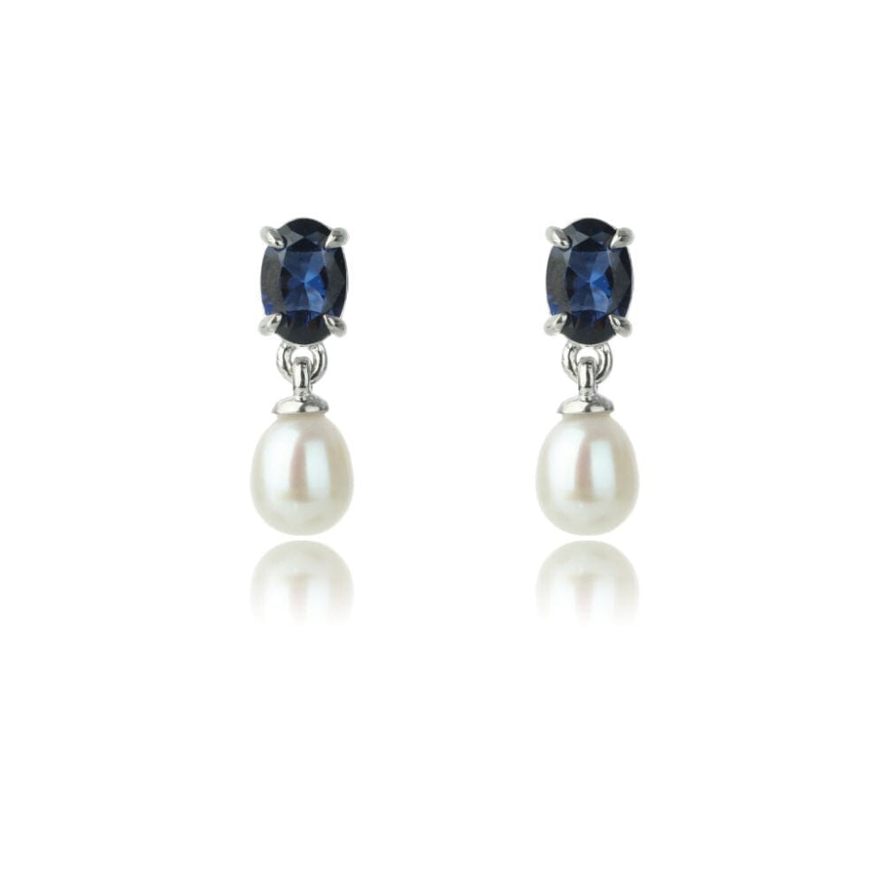 OCEANS WHITSUNDAYS FRESHWATER PEARL EARRINGS SAPPHIRE BLUE Bevilles Jewellers 