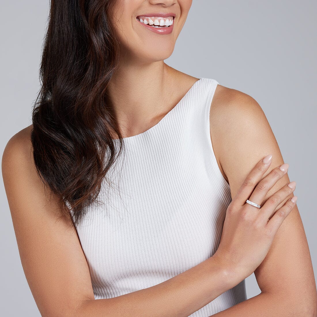 Sterling Silver Double Row Cubic Zirconia Ring Rings Bevilles 