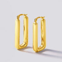 9ct Yellow Gold Silver Filled Bold Flat Rectangle Hoop Earrings Bevilles Jewellers 