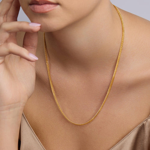 9ct Yellow Gold Diamond Cut Curb Chain Necklace 50cm Necklaces Bevilles 