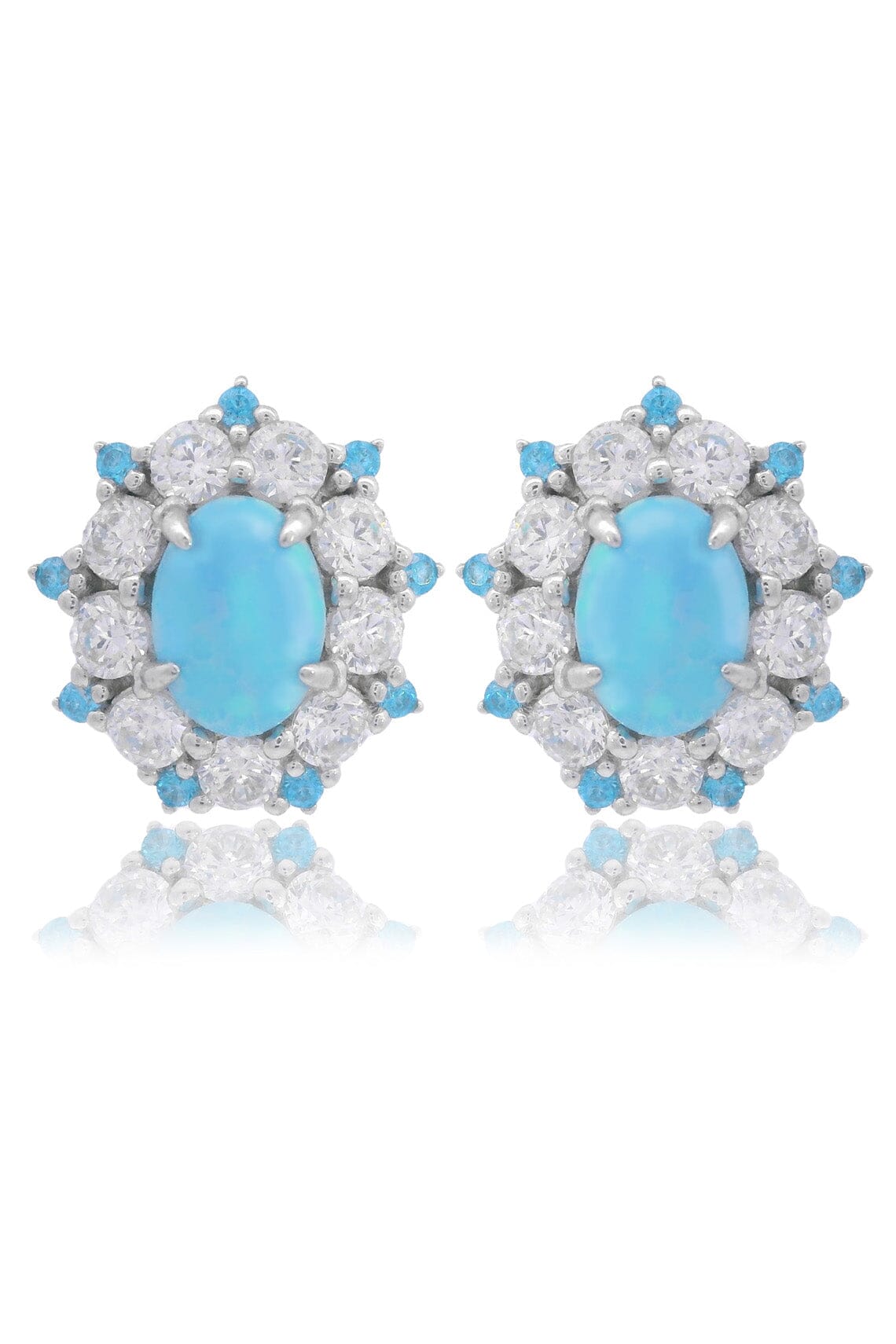 OPAL GLOW BARANGAROO BLUE CREATED OPAL EARRINGS Bevilles Jewellers 