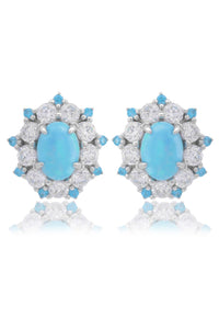 OPAL GLOW BARANGAROO BLUE CREATED OPAL EARRINGS Bevilles Jewellers 