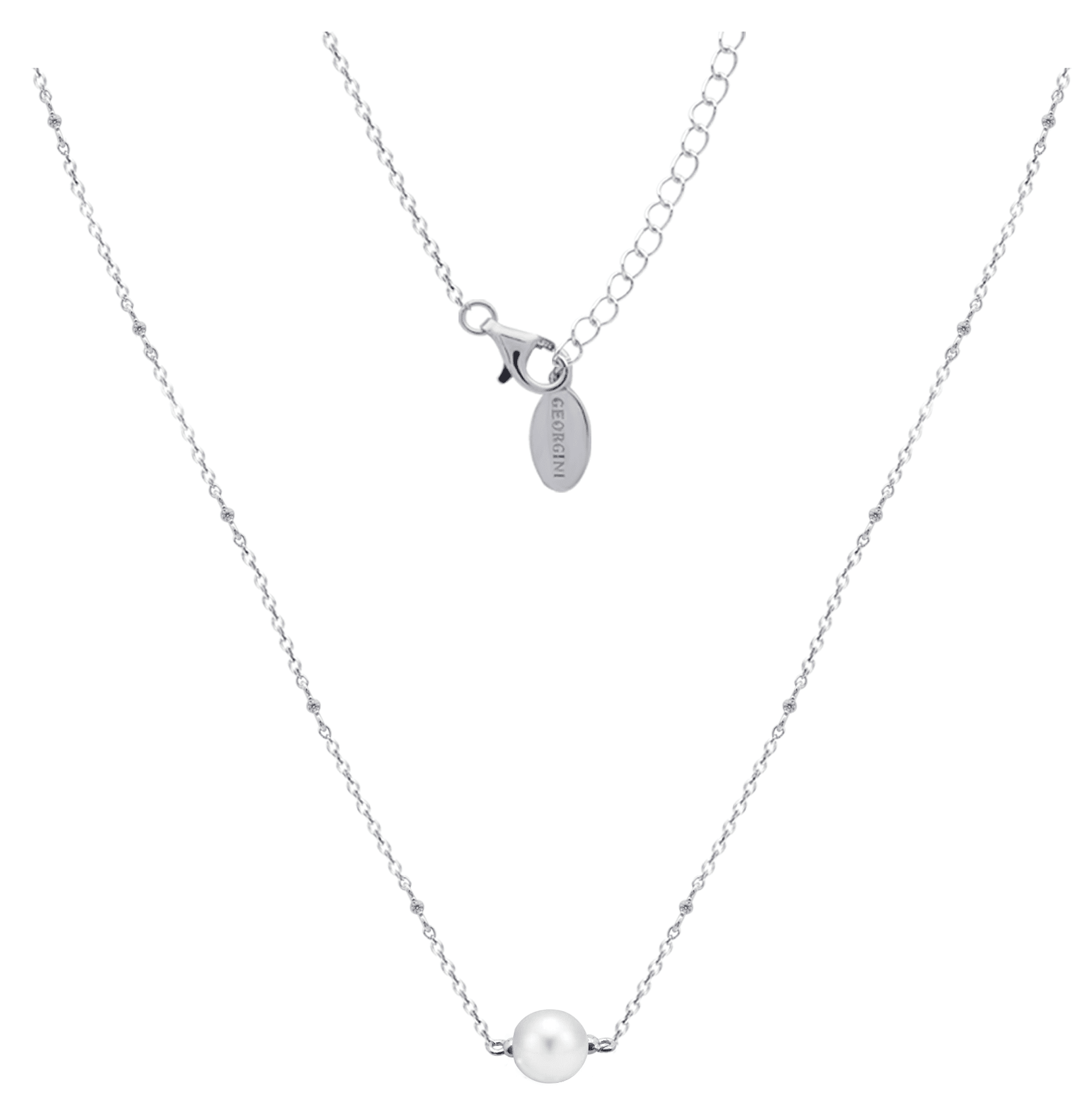 GEORGINI RED CARPET GLOBE NECKLACE SILVER Bevilles Jewellers 