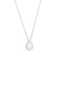 OPAL GLOW ROZELLE WHITE CREATED OPAL PENDANT SILVER Bevilles Jewellers 